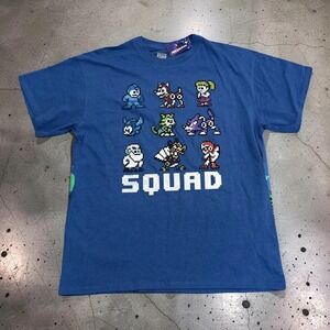 Mega Man Squad 8-Bit Graphic T-Shirt Blue Mens XL Brisco Brands Video Game NWT